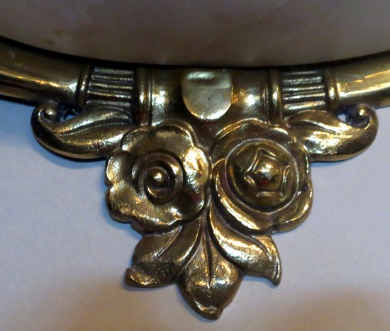 Pair French Art Deco Alabaster and Bronze Sconces - Style of Sue et Mare